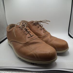 FootJoy LoPro Collection 97035 Men 9.5 M Brown Leather Cleated Golf Shoes Flaw